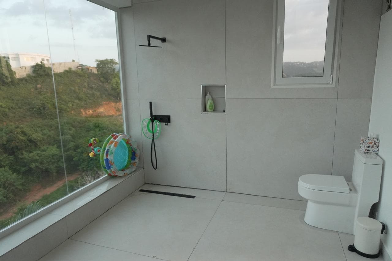 Black walk-in shower