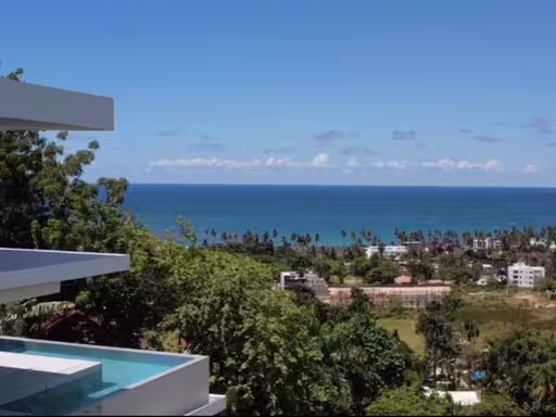 Villa Samana – pool terrace with Caribbean ocean view
